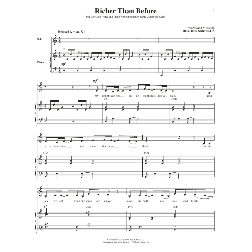 Richer Than Before (for Low Voice, Acoustic Guitar and Cello)