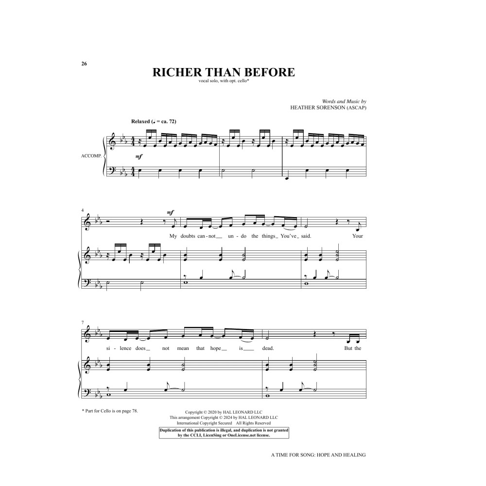 Richer Than Before (for High Voice, Acoustic Guitar and Cello)