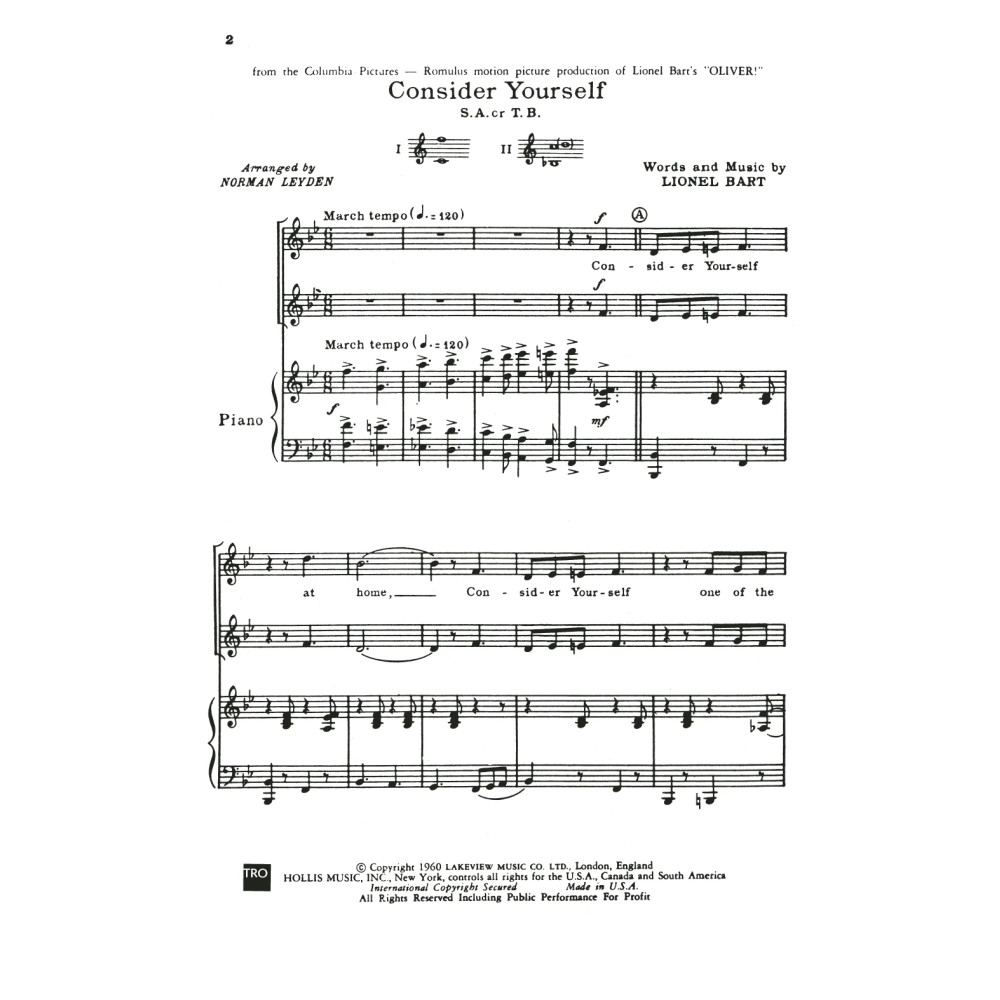 Consider Yourself (from Oliver!) (arr. Norman Leyden)