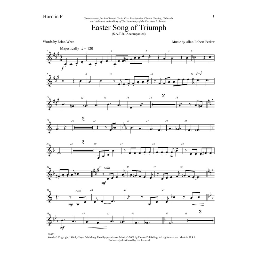 Easter Song Of Triumph - Horn in F