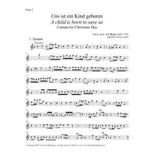 A Child Is Born To Save Us (Uns ist ein Kind geboren) (Parts) (ed. Peter Aston) - Flute 2