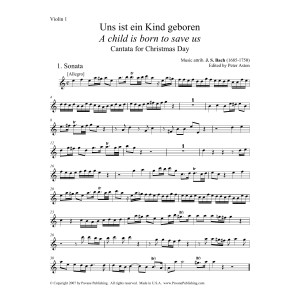 A Child Is Born To Save Us (Uns ist ein Kind geboren) (Parts) (ed. Peter Aston) - Violin 1
