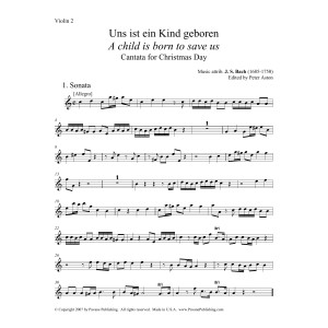 A Child Is Born To Save Us (Uns ist ein Kind geboren) (Parts) (ed. Peter Aston) - Violin 2