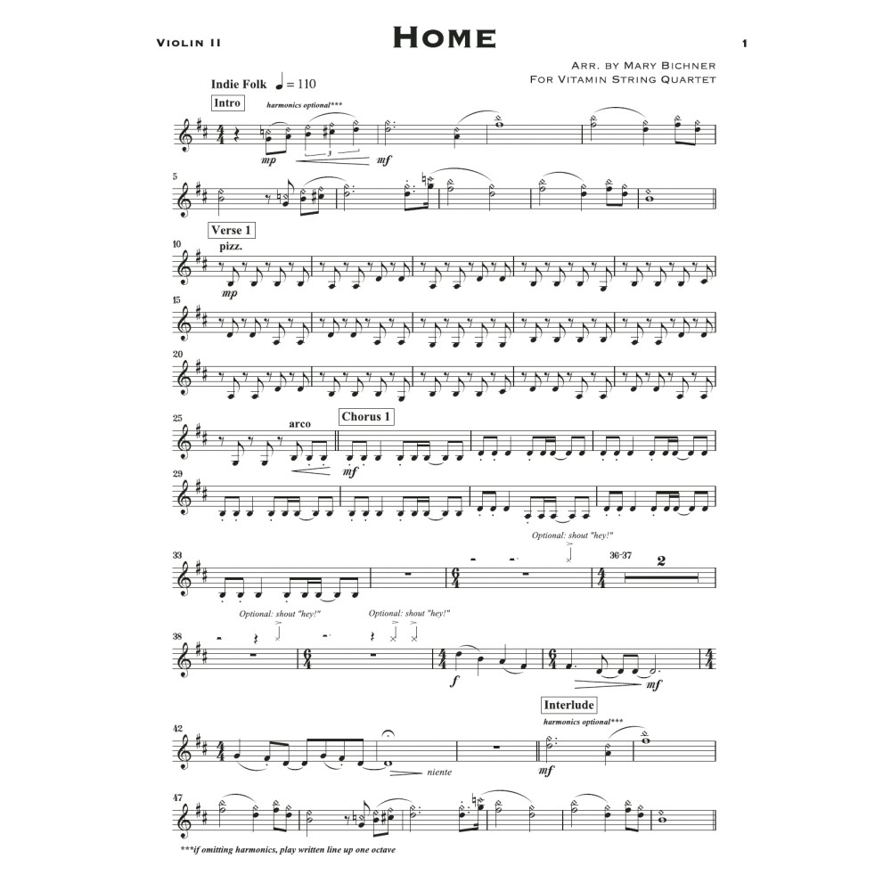 Home (arr. Mary Bichner) - Violin 2