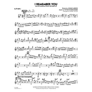 I Remember You (arr. Mark Taylor) - Alto Sax 1