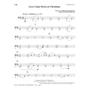 Love Came Down at Christmas - Cello