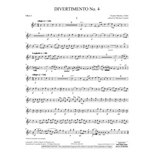 Divertimento No. 4 (ed. Patricia Cornett) - Oboe 1