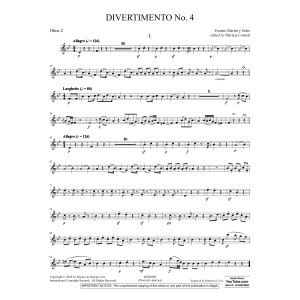 Divertimento No. 4 (ed. Patricia Cornett) - Oboe 2