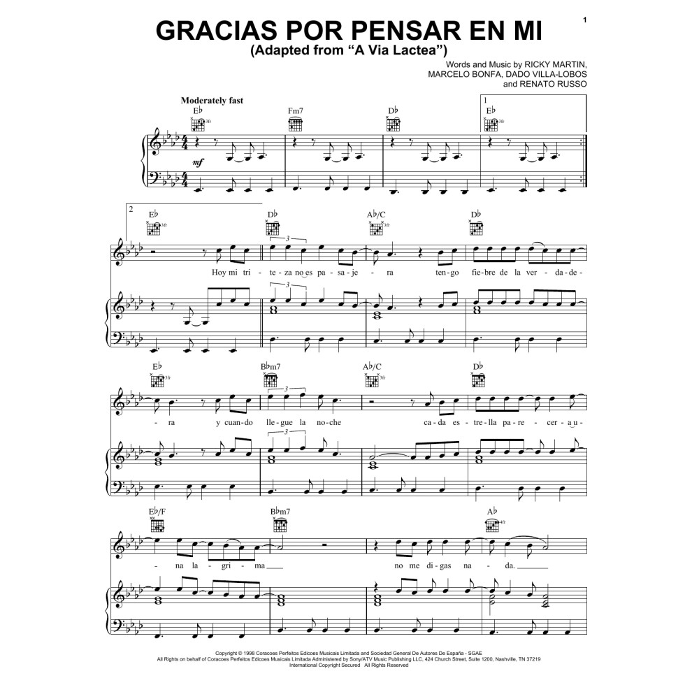 Gracias Por Pensar En Mi (Adapted from "A Via Lactea")