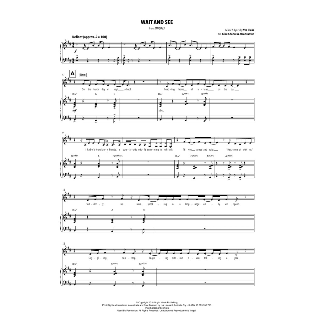 Wait And See (from Fangirls) (arr. Alice Chance and Zara Stanton)