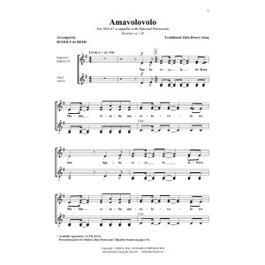 Amavolovolo (arr. Rudolf de Beer)