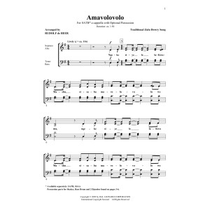 Amavolovolo (arr. Rudolf de Beer)