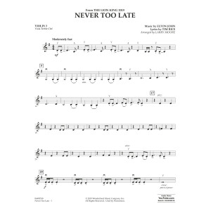 Never Too Late (from The Lion King 2019) (arr. Larry Moore) - Violin 3 (Viola Treble Clef)