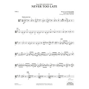 Never Too Late (from The Lion King 2019) (arr. Larry Moore) - Viola