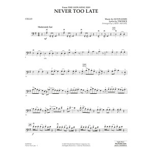 Never Too Late (from The Lion King 2019) (arr. Larry Moore) - Cello