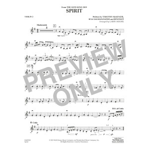 Spirit (from The Lion King 2019) (arr. Larry Moore) - Violin 2