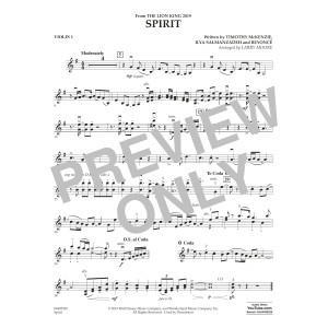 Spirit (from The Lion King 2019) (arr. Larry Moore) - Violin 1