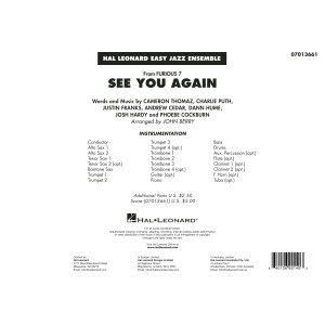 See You Again (from Furious 7) (arr. John Berry) - Conductor Score (Full Score)