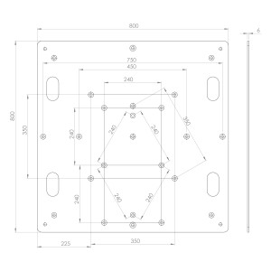 Placa de acero Modula de 80x80 cm en negro