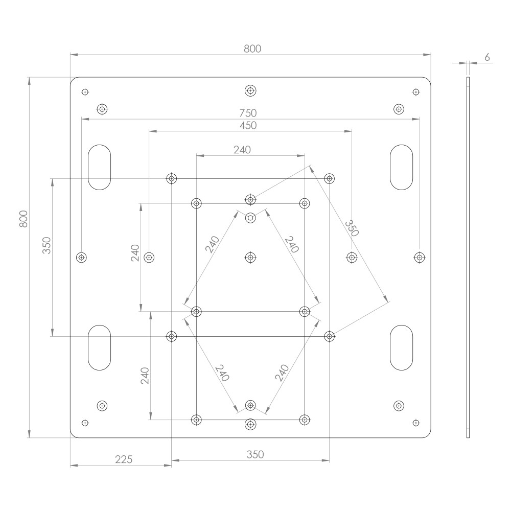 Placa de acero Modula de 80x80 cm en negro