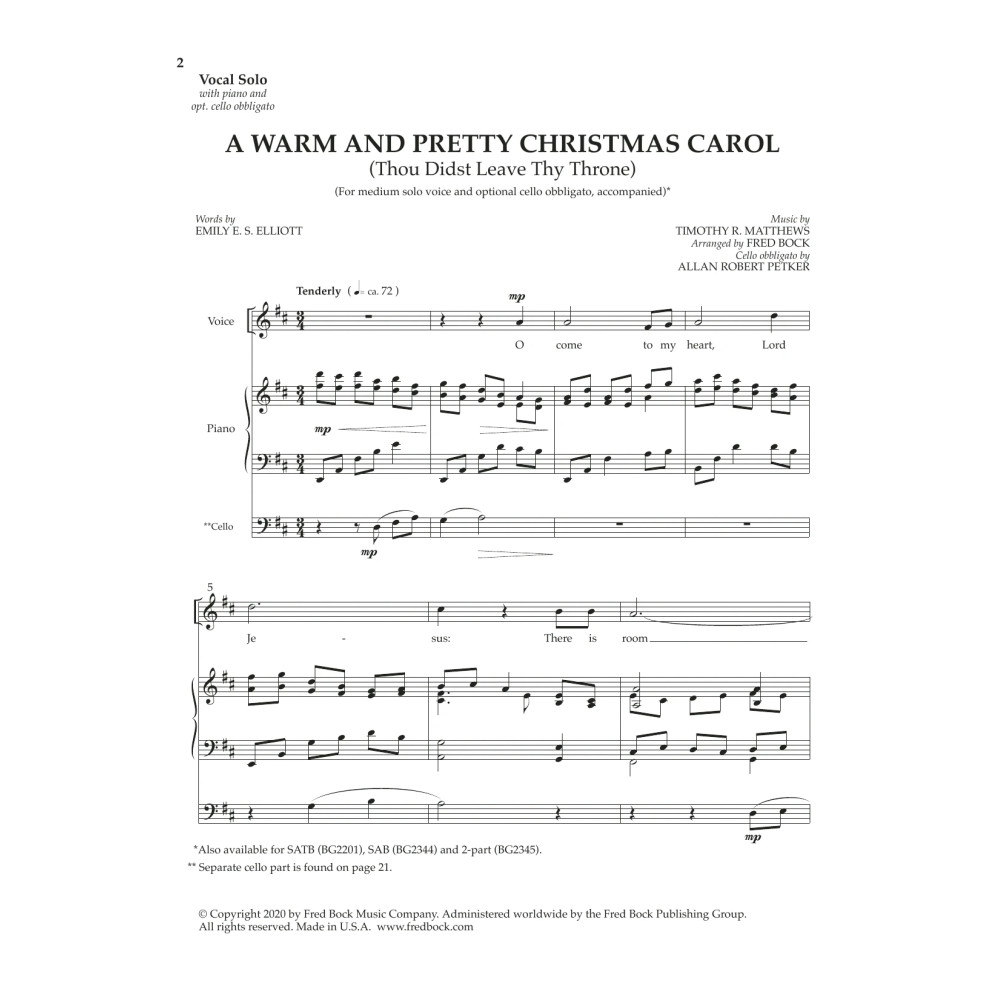 Three Christmas Solos (with optional cello obbligato)