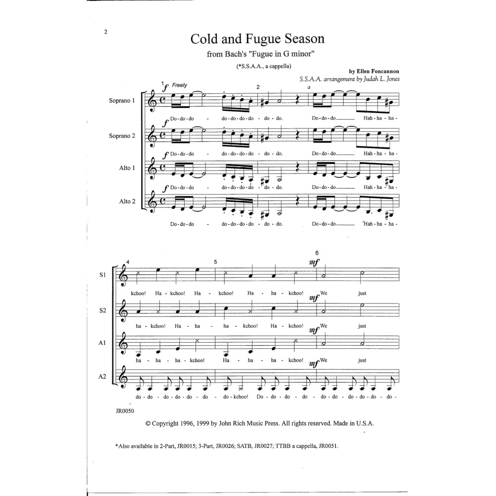 Cold and Fugue Season (arr. Ellen Foncannon)