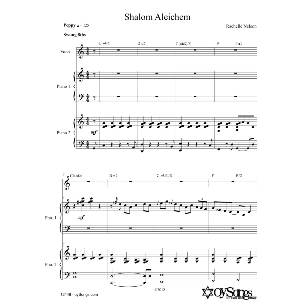 Shalom Aleichem (for 2 Pianos)