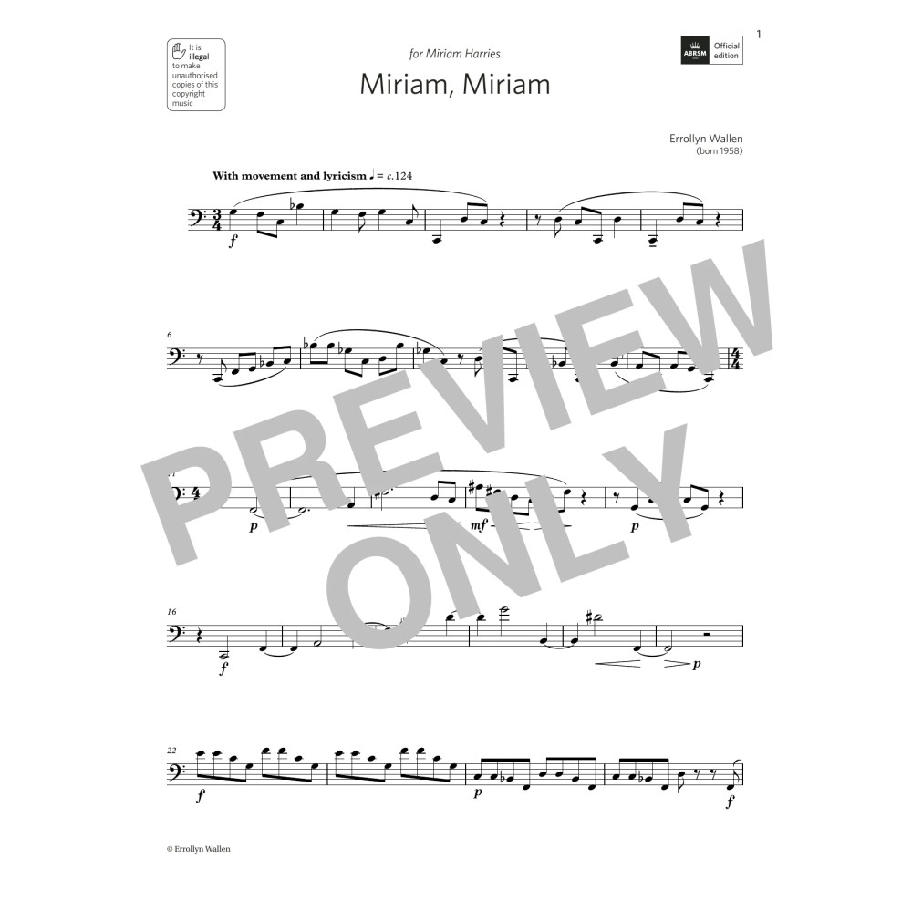 Miriam, Miriam (Grade 6 List B10 from the ABRSM Bassoon syllabus from 2022)