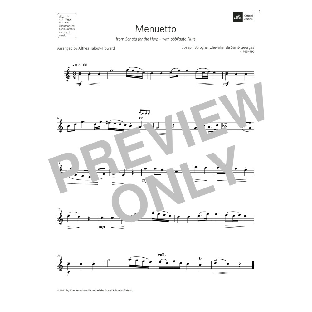 Menuetto from Sonata for the Harp (Grade 2 A6 from the ABRSM Descant Recorder syllabus from 2022)