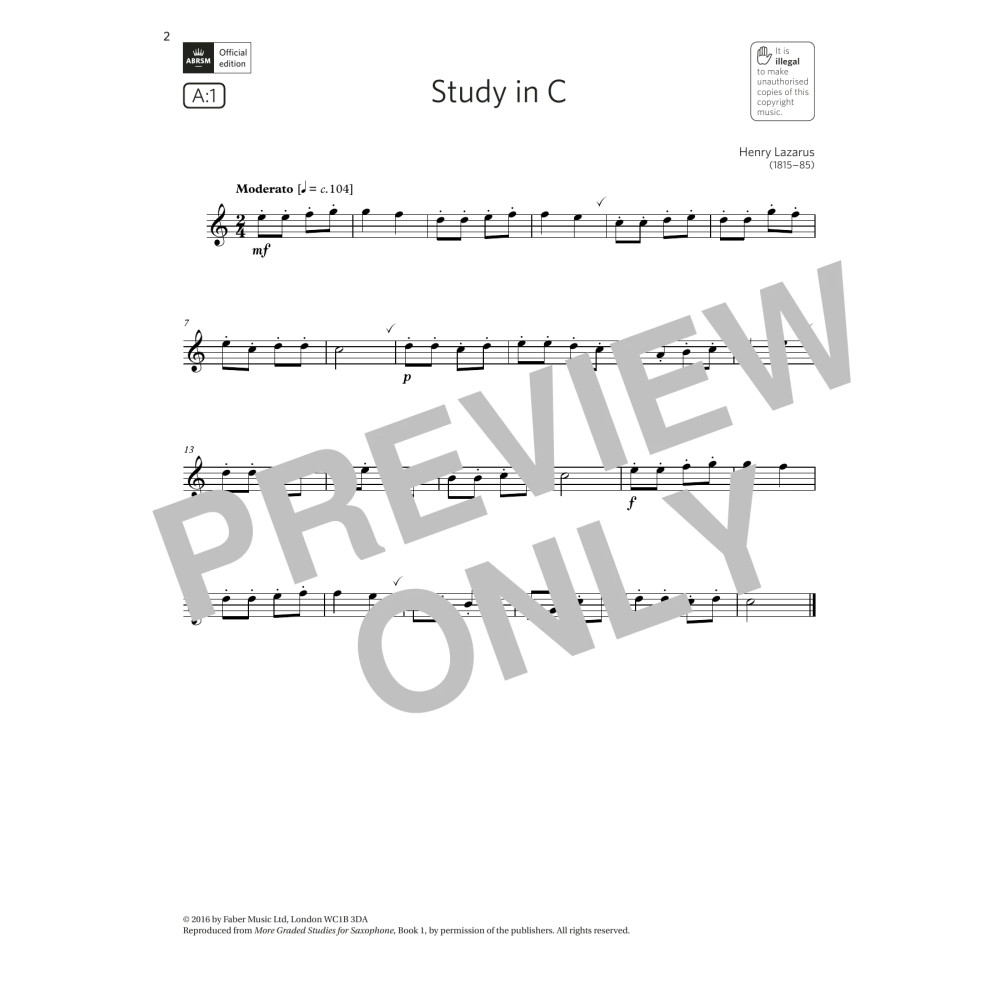 Study in C (Grade 1 List A1 from the ABRSM Saxophone syllabus from 2022)