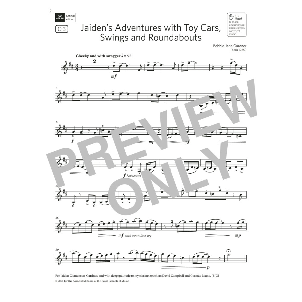 Jaiden's Adventures with Toy Cars, Swings and Roundabouts (G3 C3 ABRSM Clarinet syllabus from 2022)