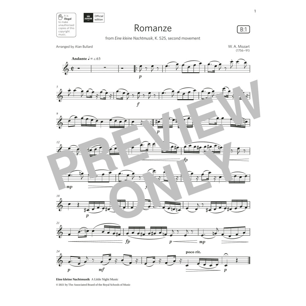 Romanze (from Eine kleine Nachtmusik) (Grade 4 List B1 from the ABRSM Clarinet syllabus from 2022)
