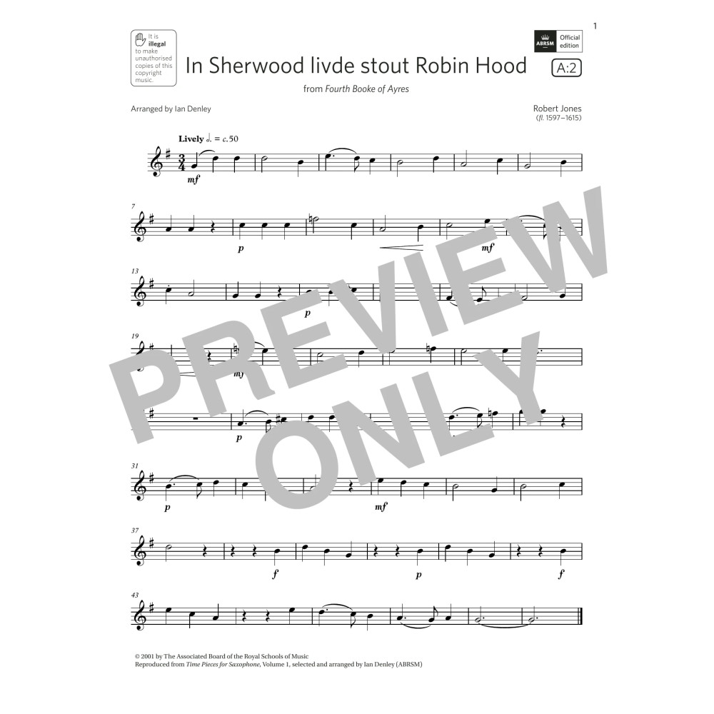 In Sherwood livde stout Robin Hood (Grade 2 List A2 from the ABRSM Saxophone syllabus from 2022)