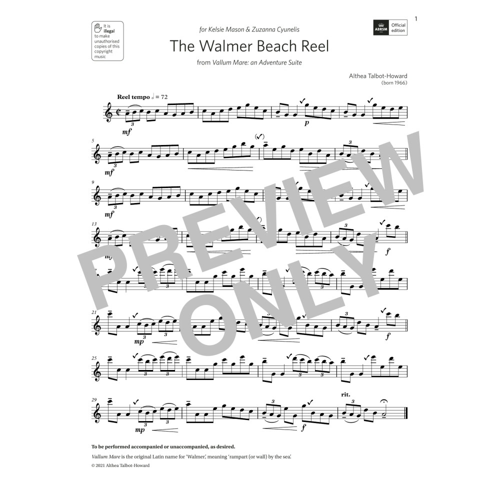 The Walmer Beach Reel (Grade 4 List C9 from the ABRSM Treble Recorder syllabus from 2022)