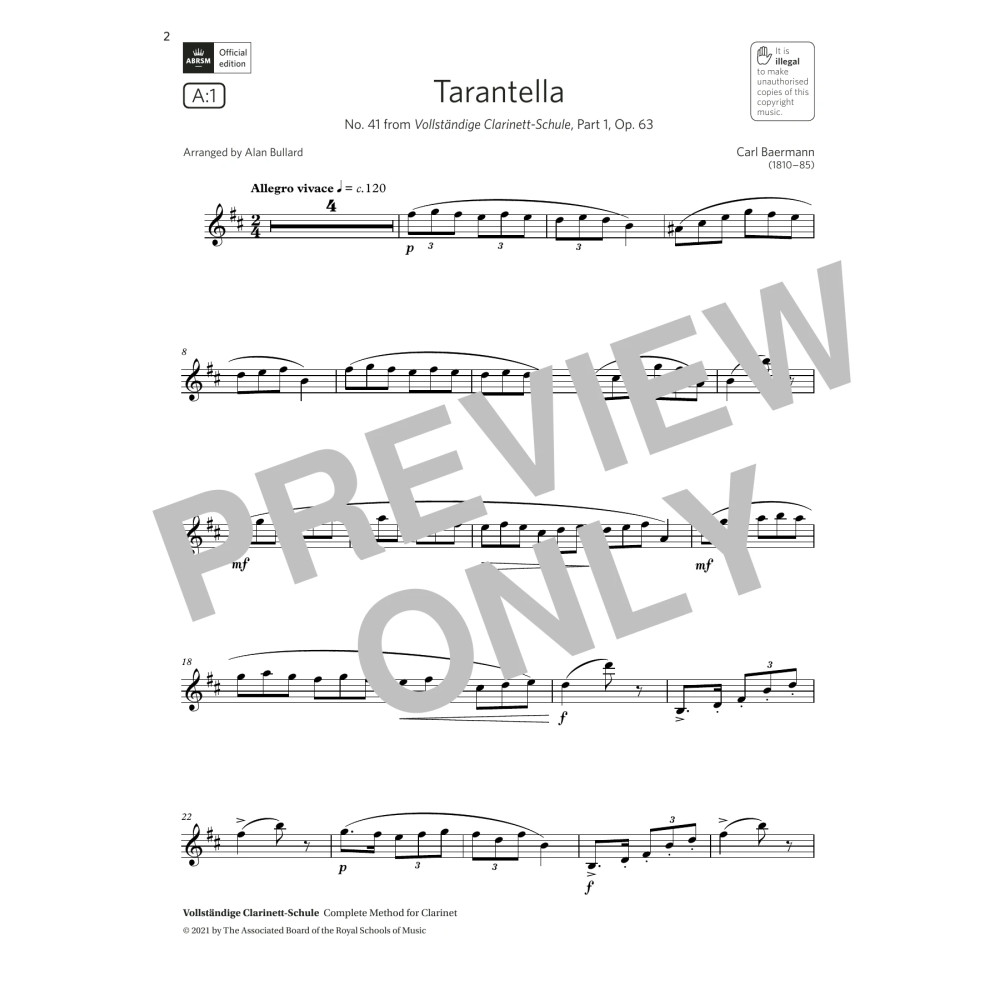 Tarantella (from Vollständige Clarinett-Schule)(Grade 5 A1, the ABRSM Saxophone syllabus from 2022)