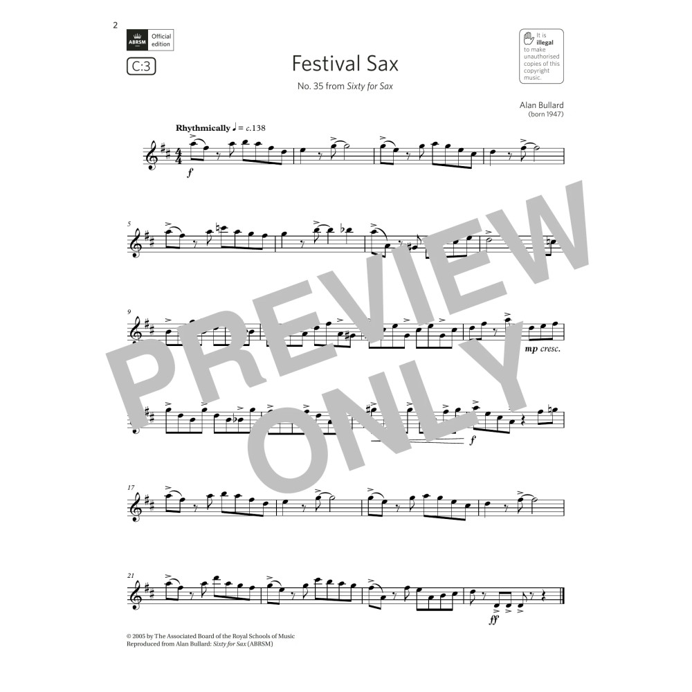 Festival Sax (from Sixty for Sax) (Grade 5 List C3 from the ABRSM Saxophone syllabus from 2022)