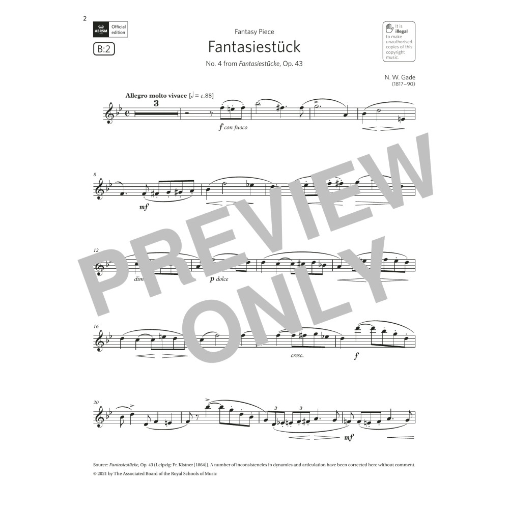 Fantasiestück (No. 4 from Fantasiestücke) (Grade 6 List B2 ABRSM Clarinet syllabus from 2022)