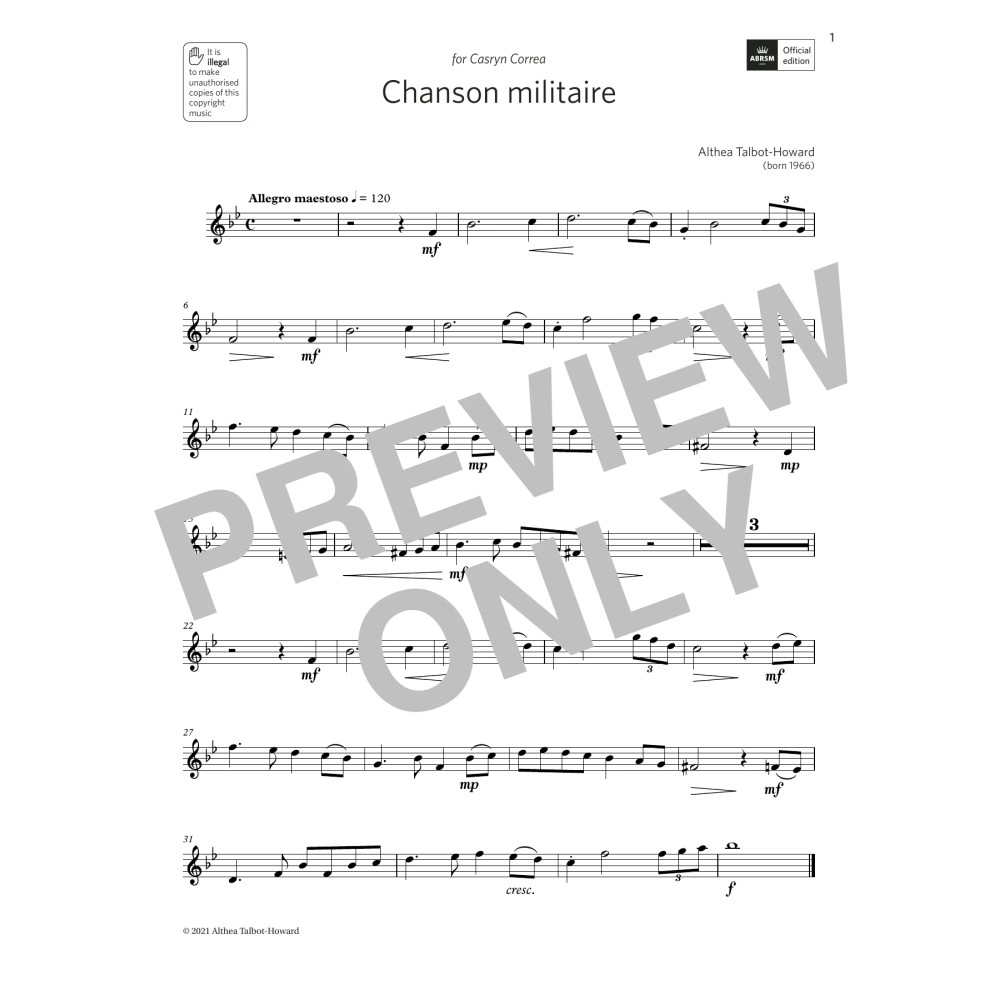 Chanson Militaire (Grade 3 List A8 from the ABRSM Oboe syllabus from 2022)