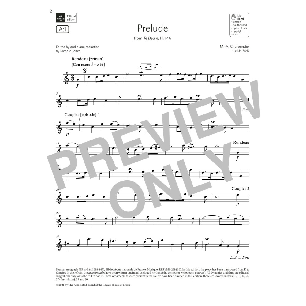 Prelude (from Te Deum, H. 146) (Grade 3 List A1 from the ABRSM Flute syllabus from 2022)
