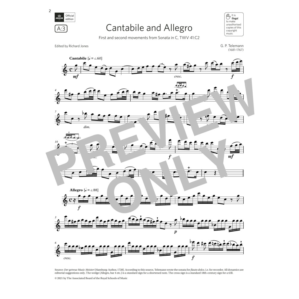 Cantabile and Allegro (from Sonata in C) (Grade 6 List A3 from the ABRSM Flute syllabus from 2022)