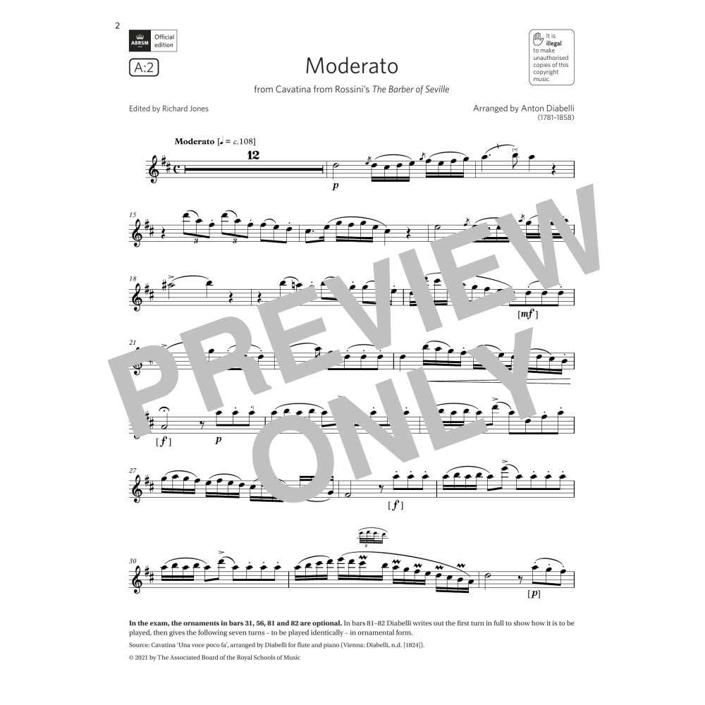 Moderato (from Rossini's The Barber of Seville)(Grade 7 A2 from the ABRSM Flute syllabus from 2022)