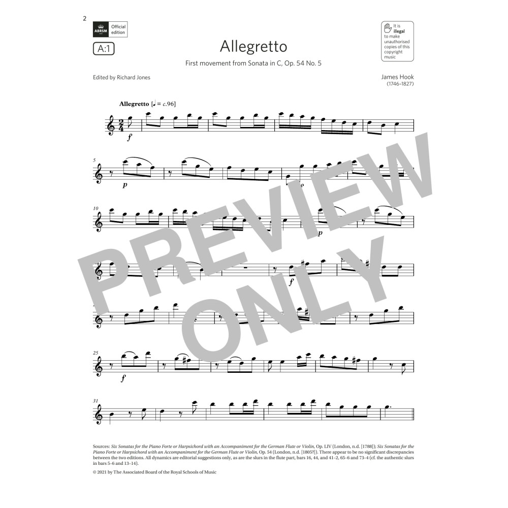 Allegretto (from Sonata in C, Op.54 No.5) (Grade 4 List A1 from the ABRSM Flute syllabus from 2022)