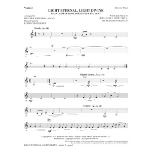 Light Eternal, Light Divine (An Anthem Of Hope For Advent And Lent) - Violin 2