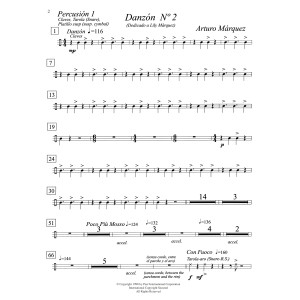Danzón No. 2 for 2 Pianos (Optional Percussion) - Percussion Parts - Percussion 1