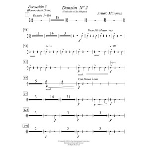Danzón No. 2 for 2 Pianos (Optional Percussion) - Percussion Parts - Percussion 3