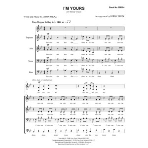 I'm Yours (arr. Kirby Shaw)