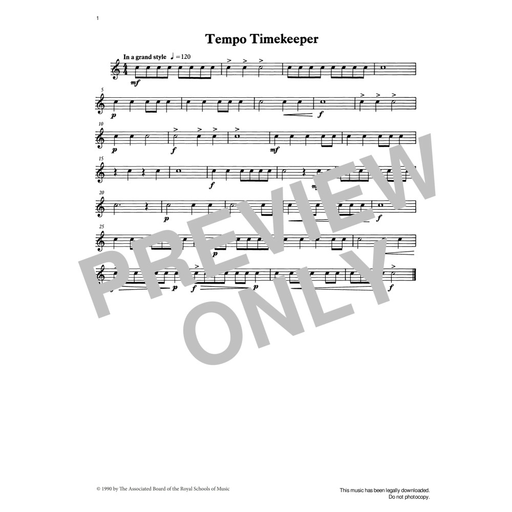 Tempo Timekeeper from Graded Music for Snare Drum, Book I