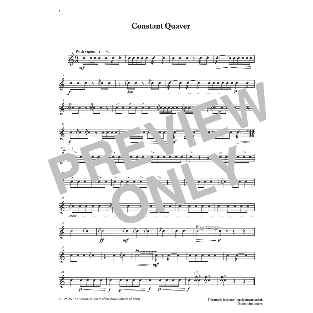 Constant Quaver from Graded Music for Snare Drum, Book II