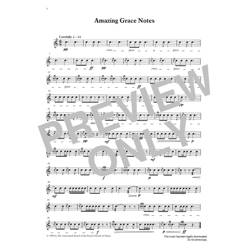 Amazing Grace Notes from Graded Music for Snare Drum, Book II