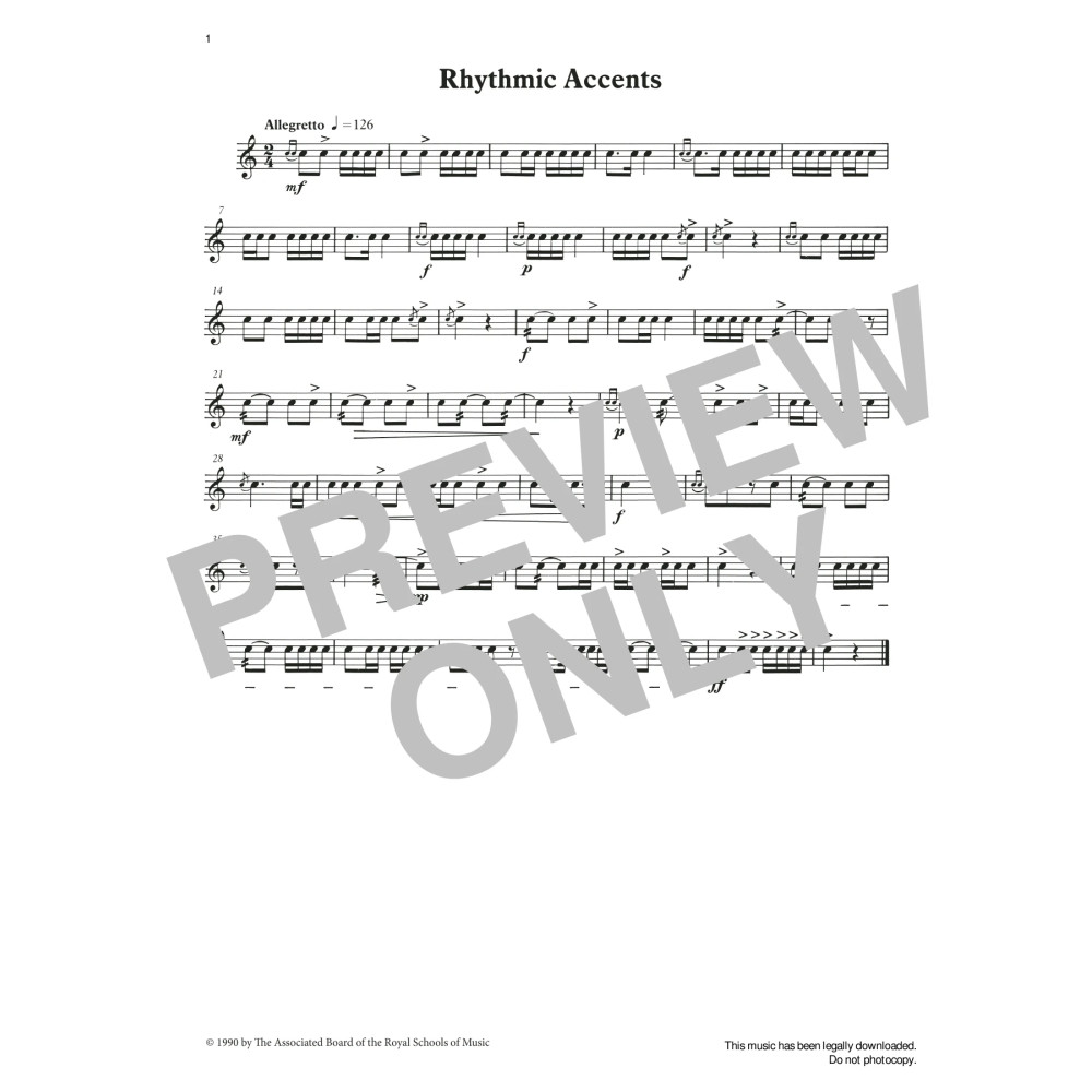 Rhythmic Accents from Graded Music for Snare Drum, Book II